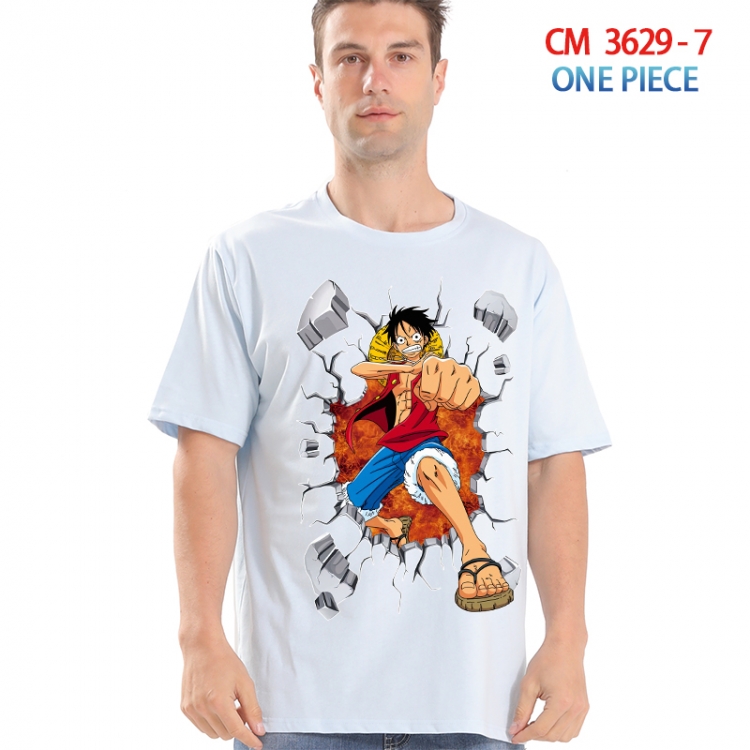 One Piece Printed short-sleeved cotton T-shirt from S to 4XL  3629-7