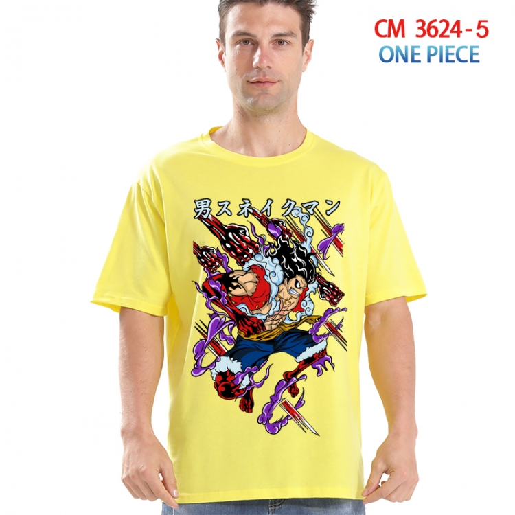 One Piece Printed short-sleeved cotton T-shirt from S to 4XL  3624-5