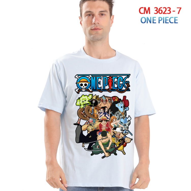 One Piece Printed short-sleeved cotton T-shirt from S to 4XL 3623-7