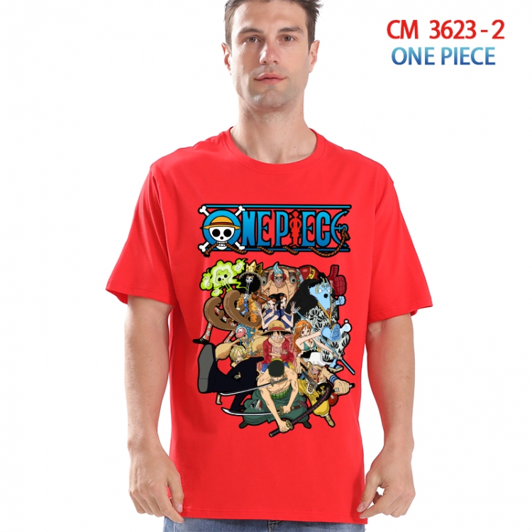 One Piece Printed short-sleeved cotton T-shirt from S to 4XL  3623-2