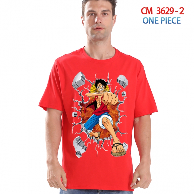 One Piece Printed short-sleeved cotton T-shirt from S to 4XL  3629-2