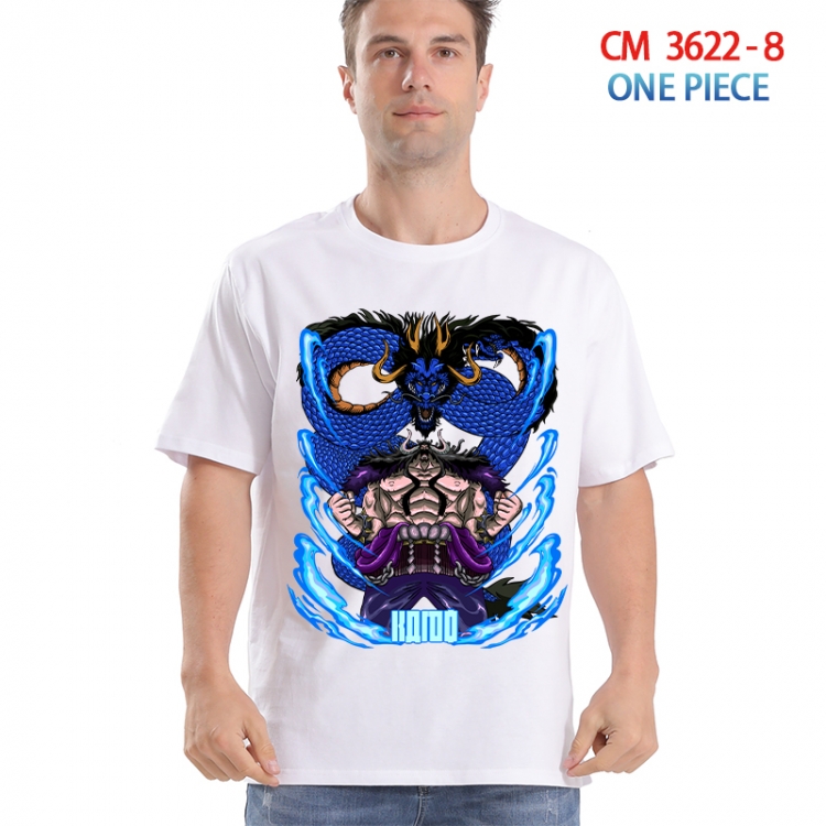 One Piece Printed short-sleeved cotton T-shirt from S to 4XL 3622-8