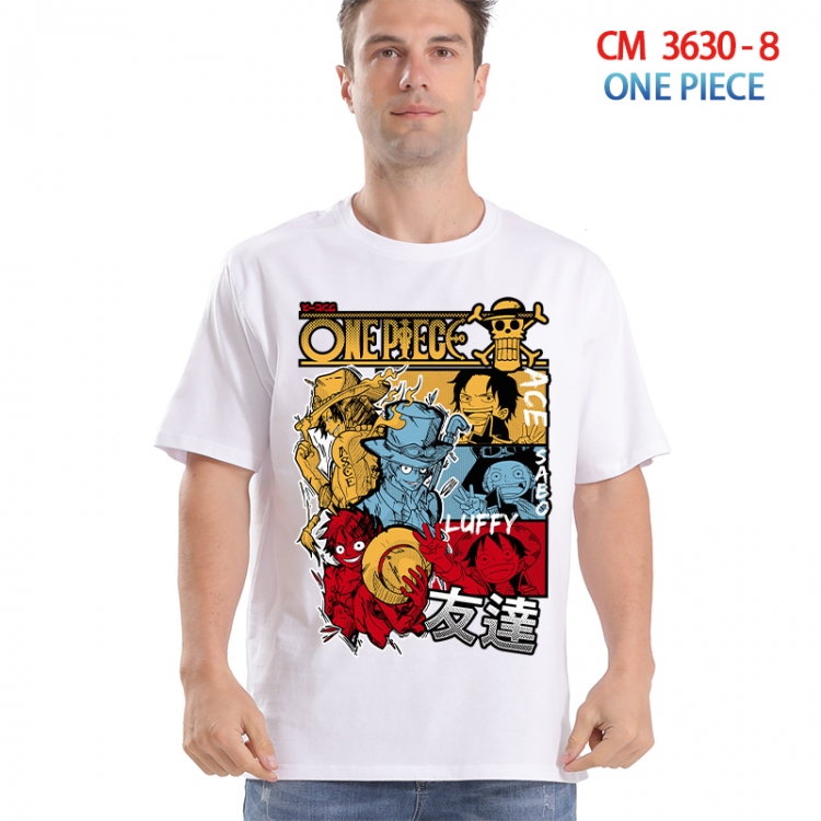 One Piece Printed short-sleeved cotton T-shirt from S to 4XL 3630-8