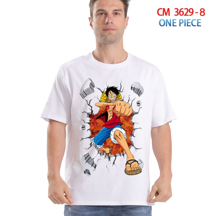 One Piece Printed short-sleeved cotton T-shirt from S to 4XL  3629-8