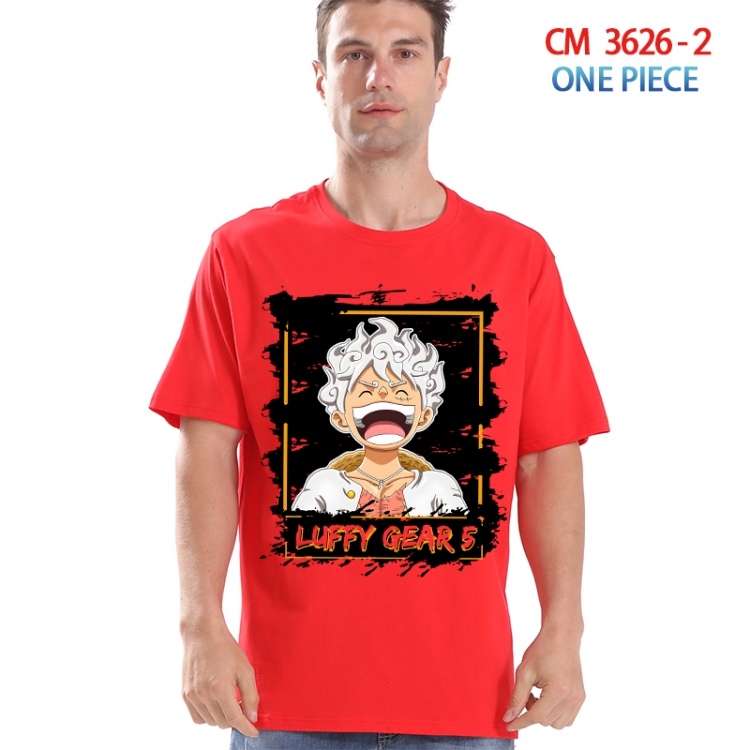 One Piece Printed short-sleeved cotton T-shirt from S to 4XL 3626-2