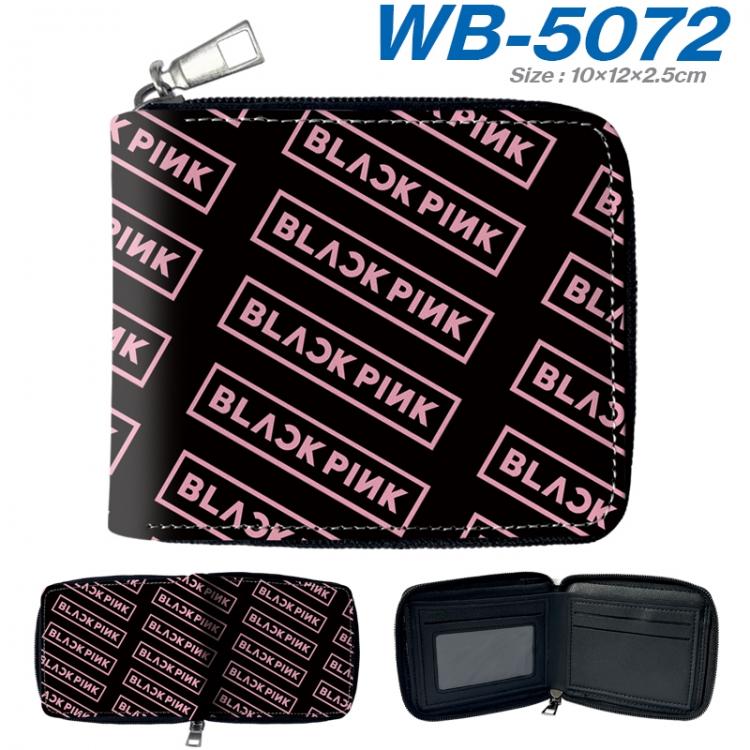 BLACK PINK Anime color short full zip folding wallet 10x12x2.5cm WB-5072A