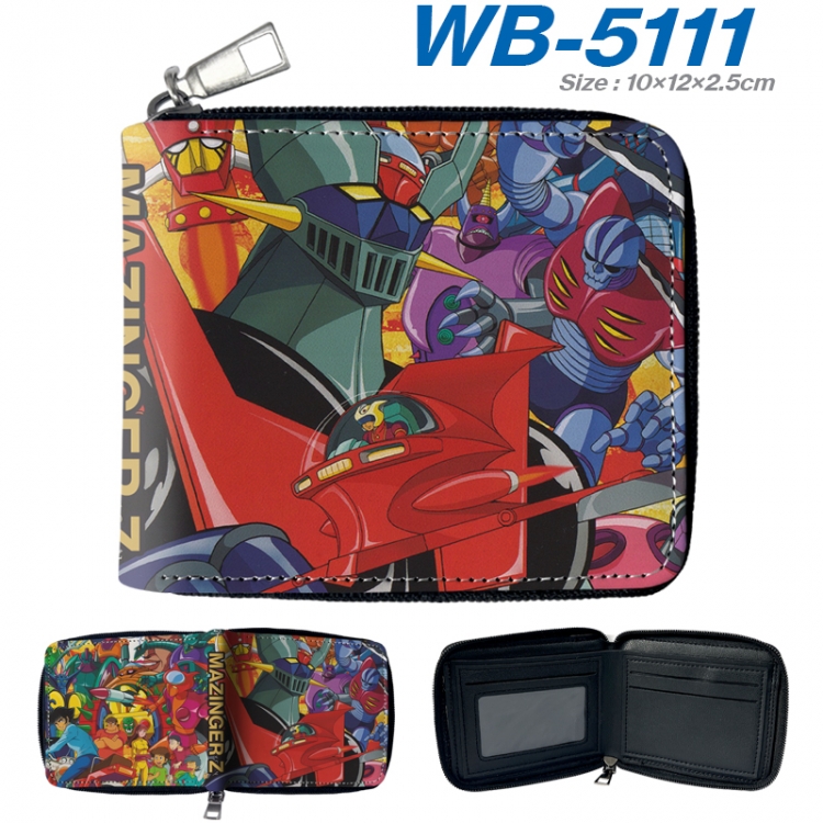 Mazinger-Z Anime color short full zip folding wallet 10x12x2.5cm  WB-5111A