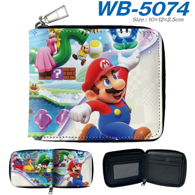 Super Mario Anime color short full zip folding wallet 10x12x2.5cm WB-5074A
