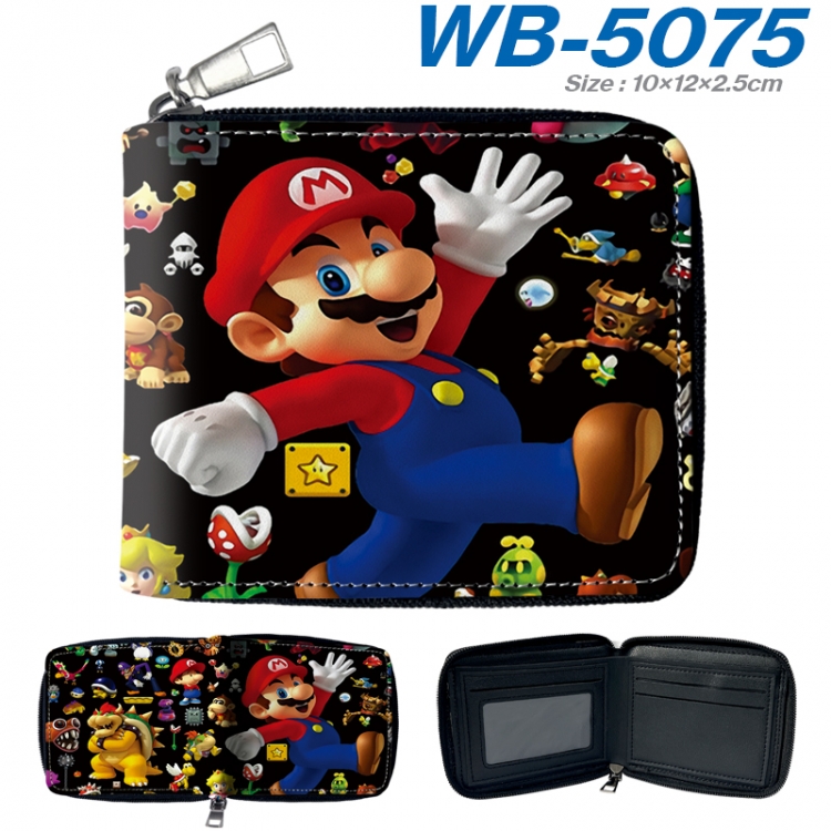 Super Mario Anime color short full zip folding wallet 10x12x2.5cm WB-5075A
