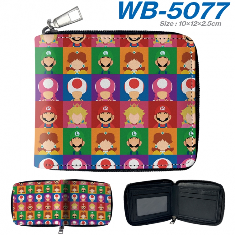Super Mario Anime color short full zip folding wallet 10x12x2.5cm WB-5077A