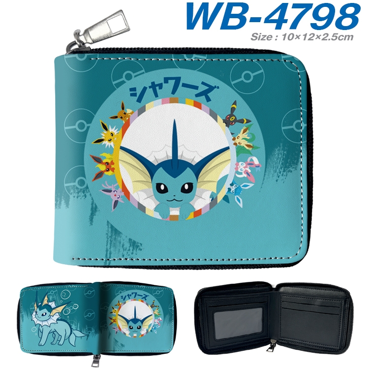 Pokemon Anime color short full zip folding wallet 10x12x2.5cm WB-4798A