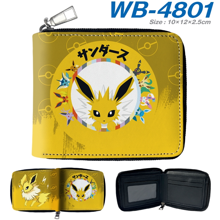 Pokemon Anime color short full zip folding wallet 10x12x2.5cm WB-4801A