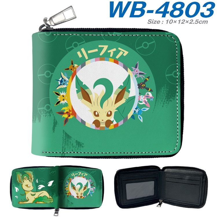 Pokemon Anime color short full zip folding wallet 10x12x2.5cm  WB-4803A