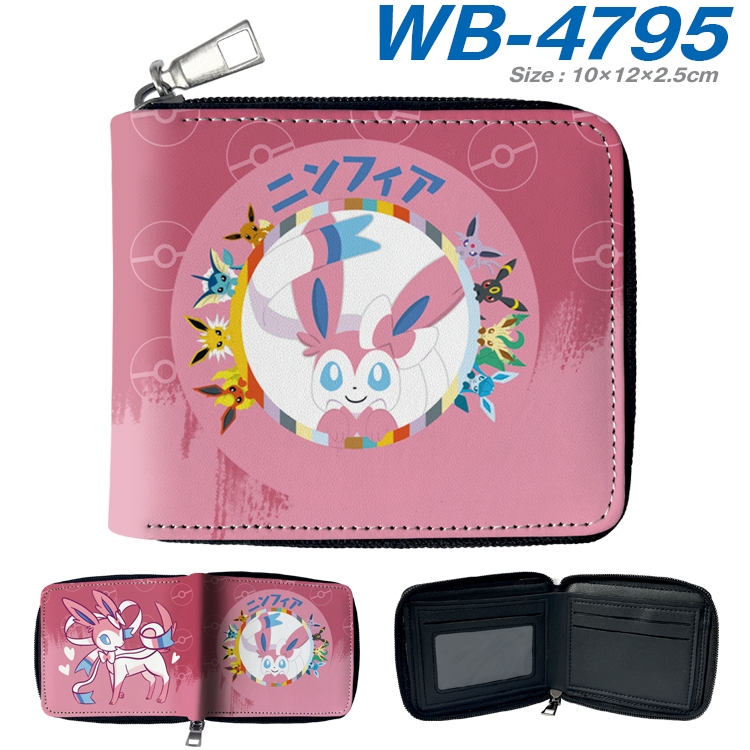 Pokemon Anime color short full zip folding wallet 10x12x2.5cm  WB-4795A