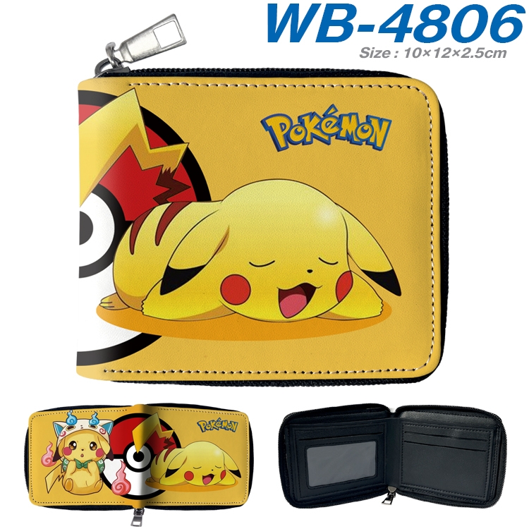 Pokemon Anime color short full zip folding wallet 10x12x2.5cm WB-4806A
