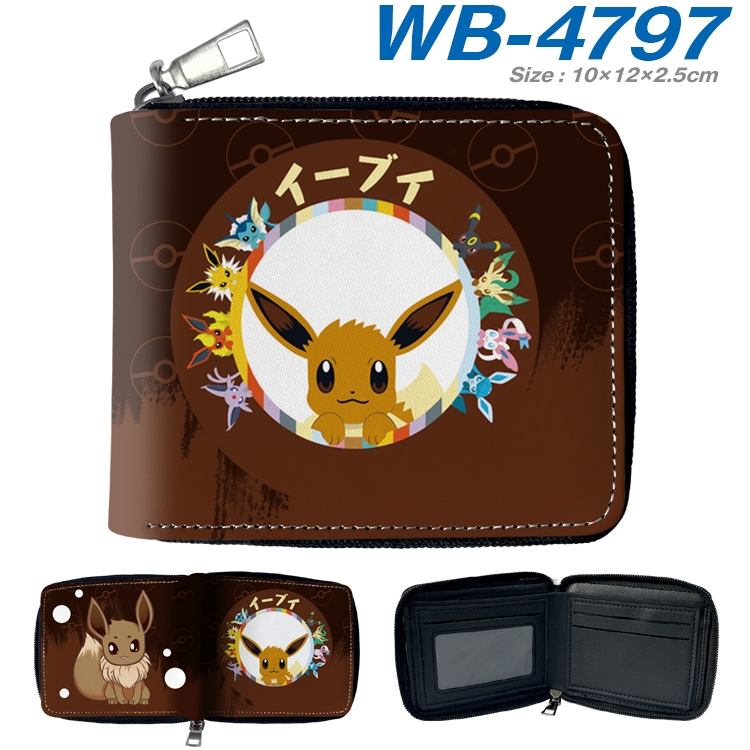Pokemon Anime color short full zip folding wallet 10x12x2.5cm WB-4797A