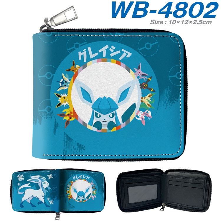 Pokemon Anime color short full zip folding wallet 10x12x2.5cm WB-4802A