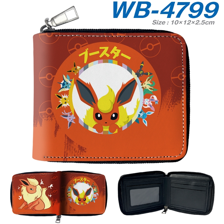 Pokemon Anime color short full zip folding wallet 10x12x2.5cm WB-4799A