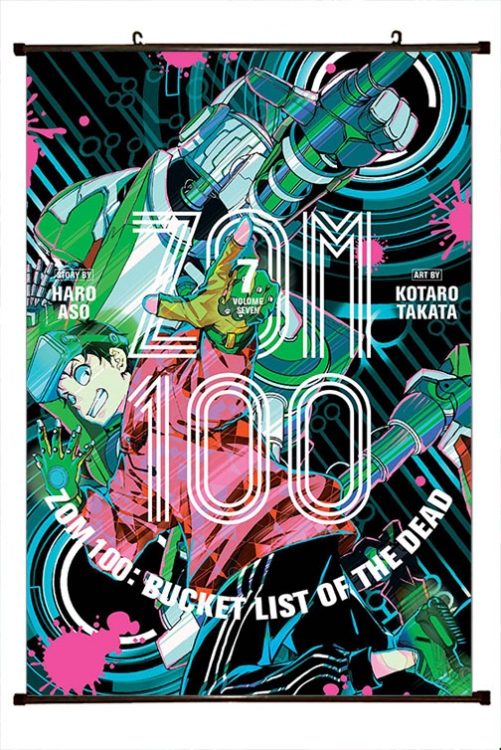 Zom 100 Anime black Plastic rod Cloth painting Wall Scroll 60X90CM J4-3