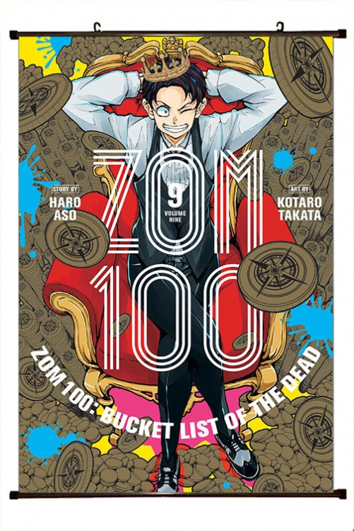 Zom 100 Anime black Plastic rod Cloth painting Wall Scroll 60X90CM J4-5