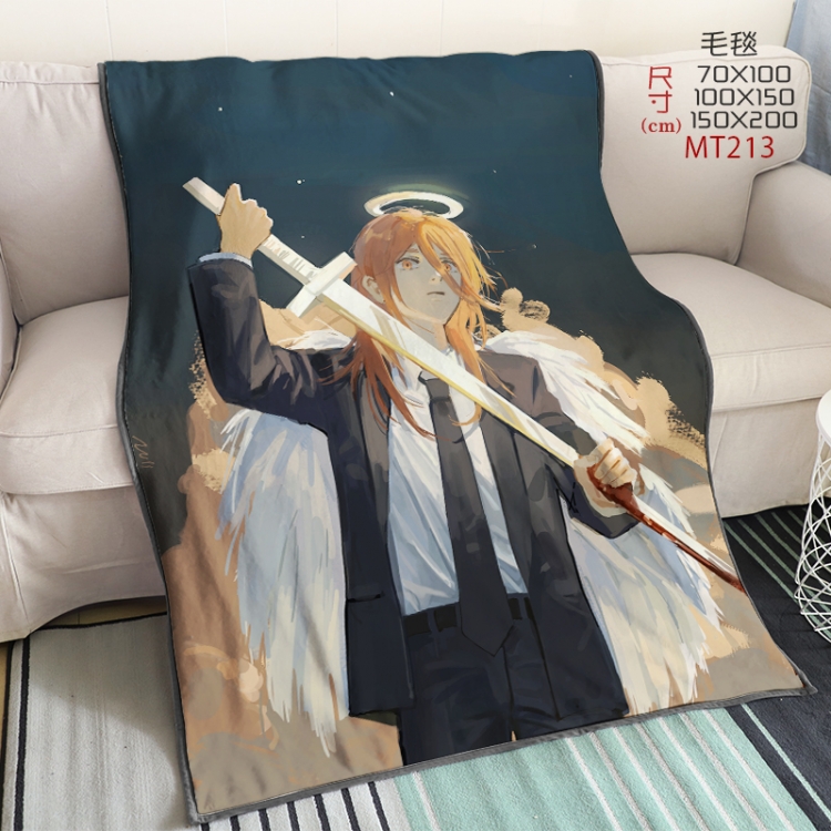 Chainsaw man Anime oversized mink flannel blanket 150X200CM can be customized in a single style according to the picture