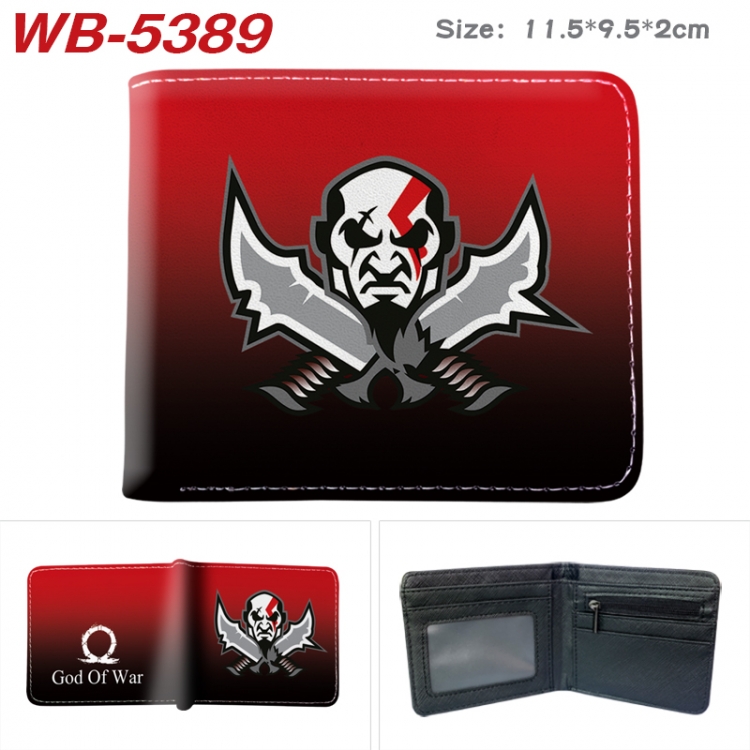 God of War Animation color PU leather half fold wallet 11.5X9X2CM WB-5389A