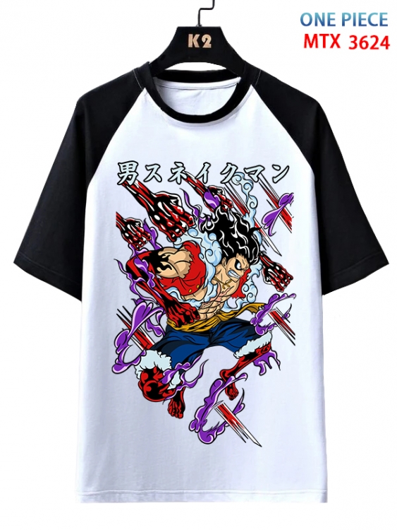 One Piece Anime raglan sleeve cotton T-shirt from XS to 3XLMTX-3624-1
