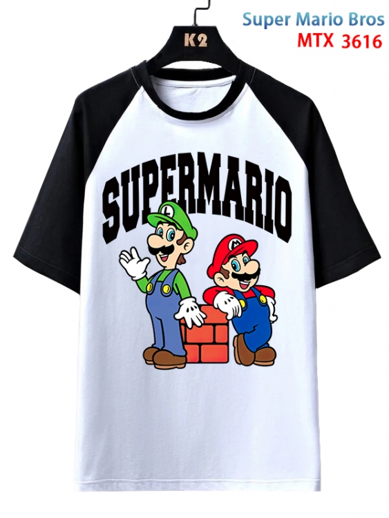 Super Mario Anime raglan sleeve cotton T-shirt from XS to 3XL MTX-3616-1