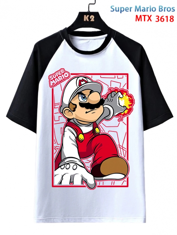 Super Mario Anime raglan sleeve cotton T-shirt from XS to 3XL MTX-3618-1