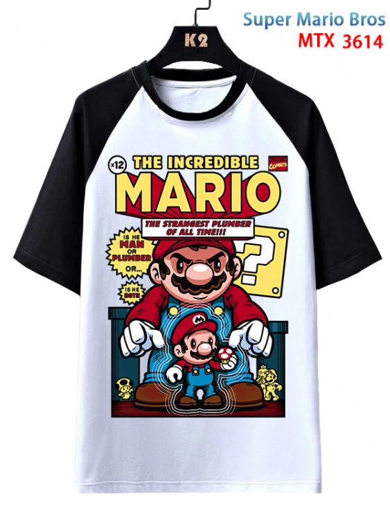 Super Mario Anime raglan sleeve cotton T-shirt from XS to 3XL MTX-3614-1