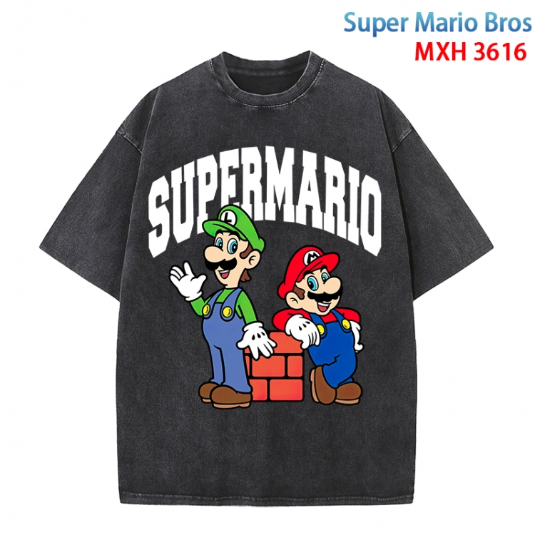 Super Mario Anime peripheral pure cotton washed and worn T-shirt from S to 4XL  MXH-3616