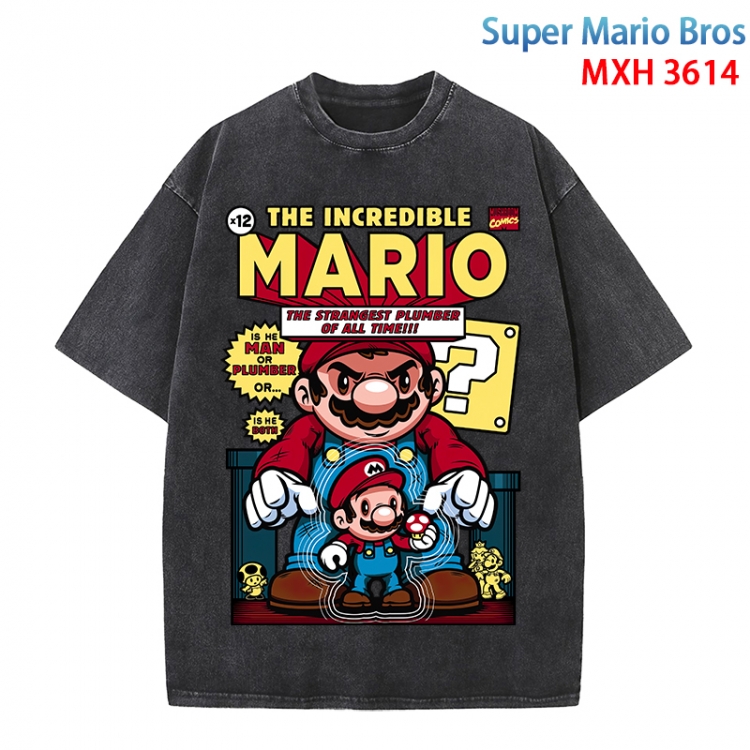 Super Mario Anime peripheral pure cotton washed and worn T-shirt from S to 4XL MXH-3614