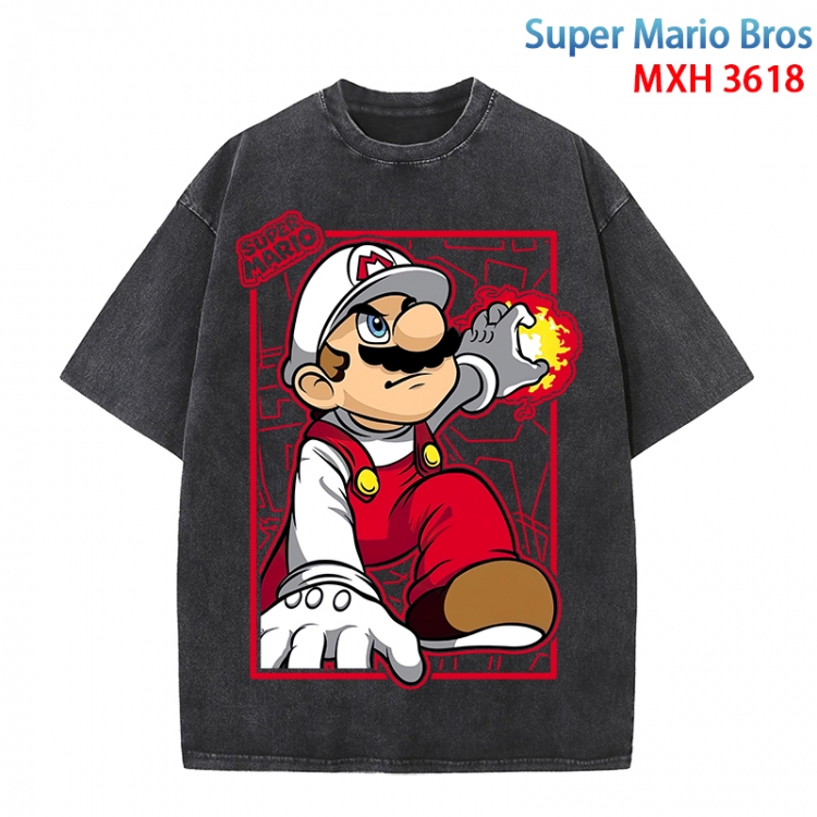 Super Mario Anime peripheral pure cotton washed and worn T-shirt from S to 4XL MXH-3618