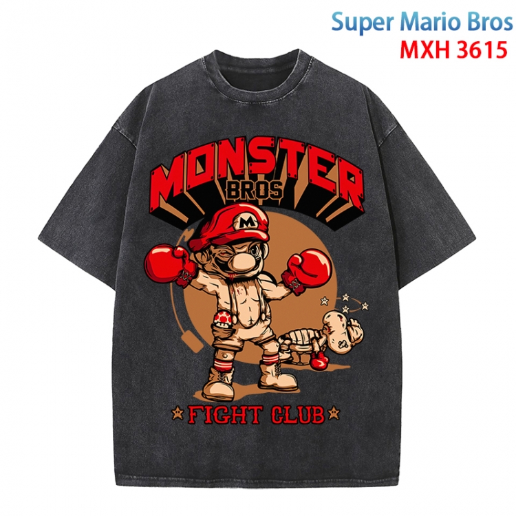 Super Mario Anime peripheral pure cotton washed and worn T-shirt from S to 4XL MXH-3615