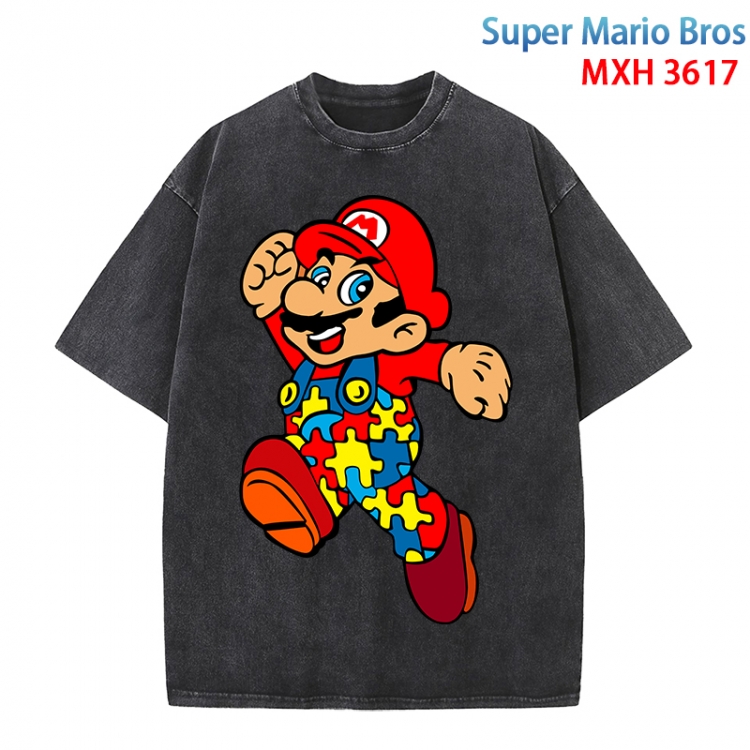 Super Mario Anime peripheral pure cotton washed and worn T-shirt from S to 4XL MXH-3617