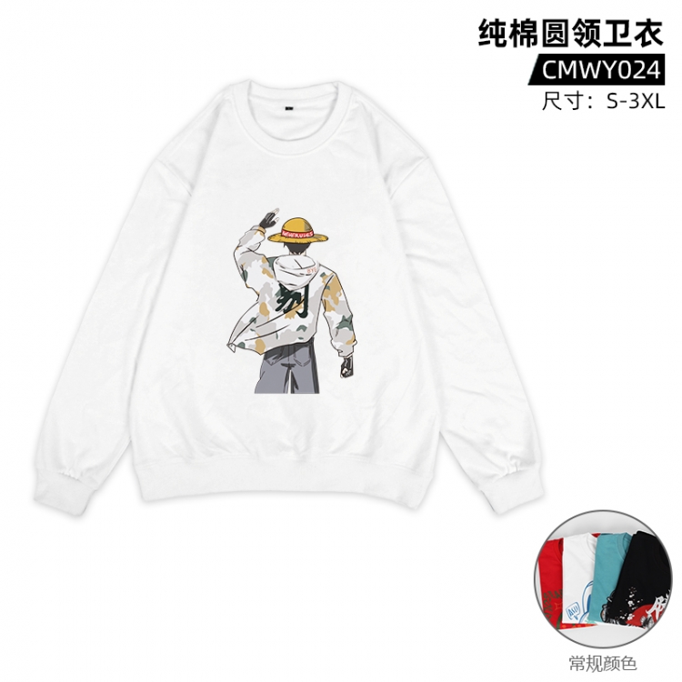 One Piece Anime Cotton Long Sleeve Sweater Direct Spray Process from S to 3XL Supports Customization CMWY024