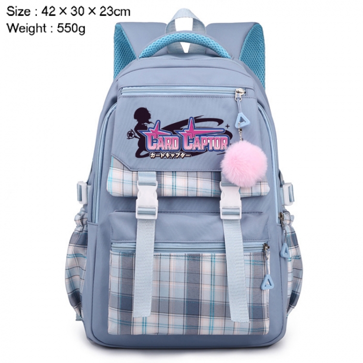 Card Captor Sakura Anime Plaid Backpack Four Color Fashion Backpack 42X30X23cm 550g