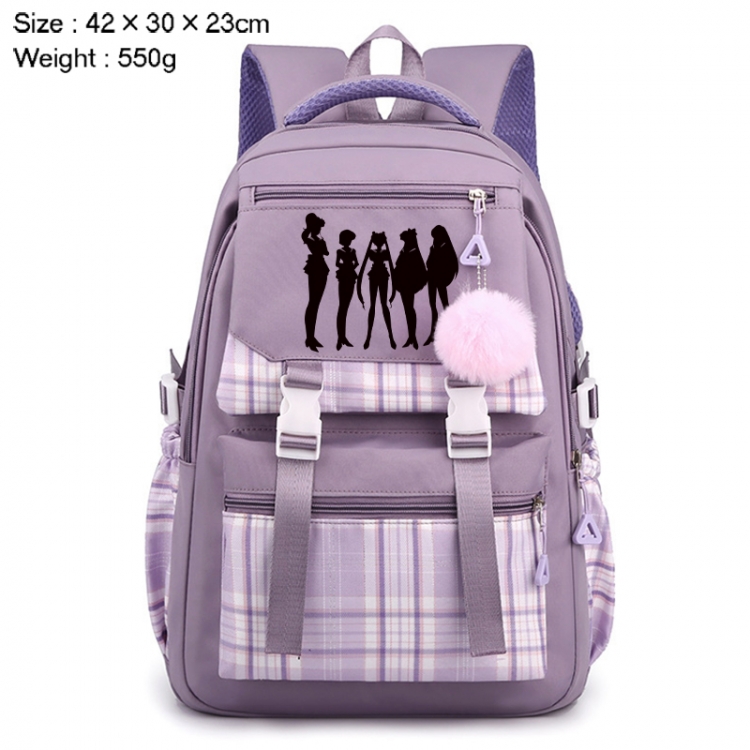 sailormoon Anime Plaid Backpack Four Color Fashion Backpack 42X30X23cm 550g