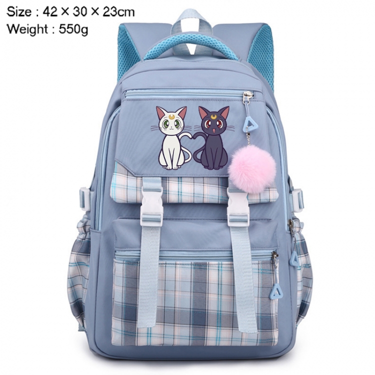 sailormoon Anime Plaid Backpack Four Color Fashion Backpack 42X30X23cm 550g
