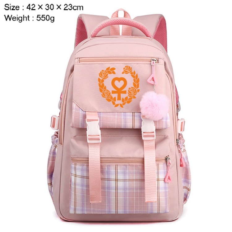 sailormoon Anime Plaid Backpack Four Color Fashion Backpack 42X30X23cm 550g