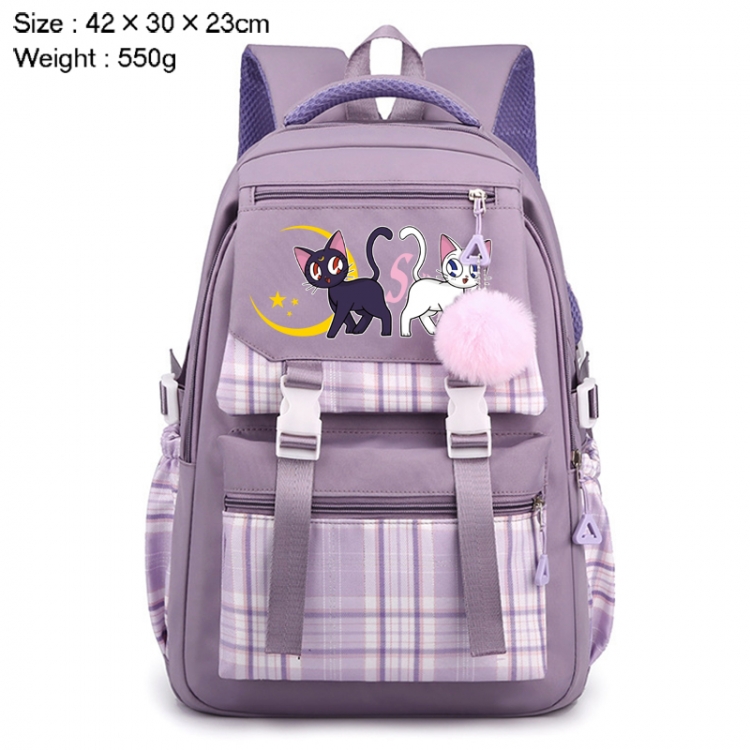 sailormoon Anime Plaid Backpack Four Color Fashion Backpack 42X30X23cm 550g