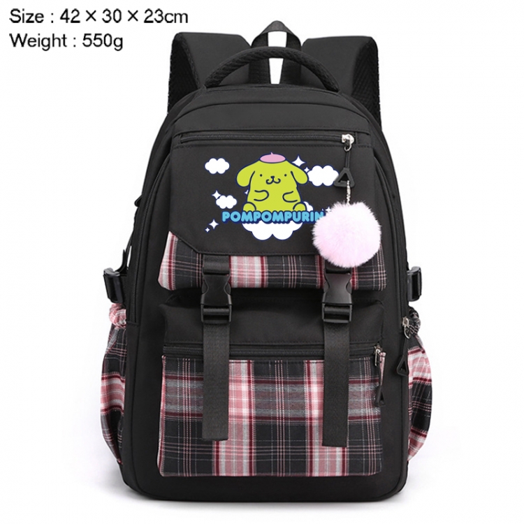 Sanrio Anime Plaid Backpack Four Color Fashion Backpack 42X30X23cm 550g