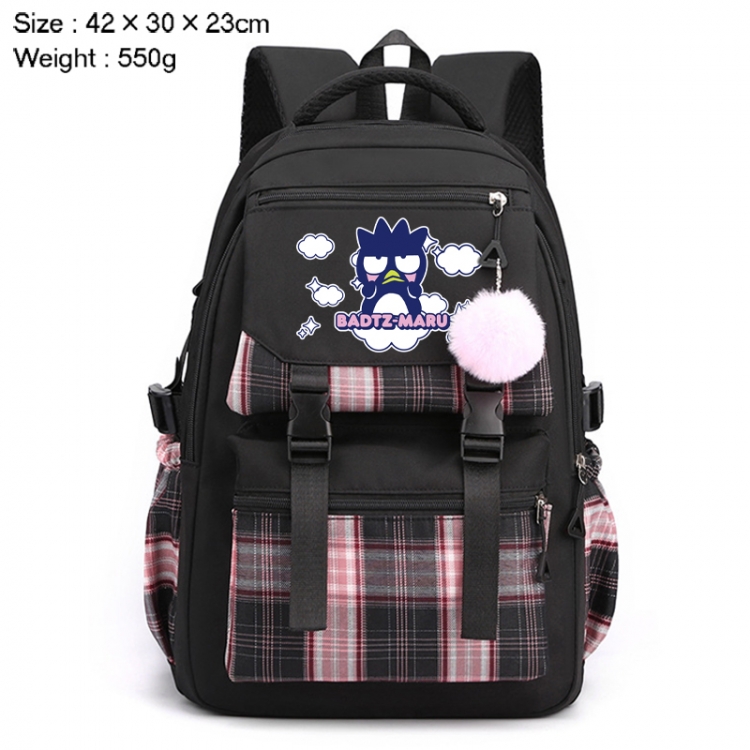 Sanrio Anime Plaid Backpack Four Color Fashion Backpack 42X30X23cm 550g