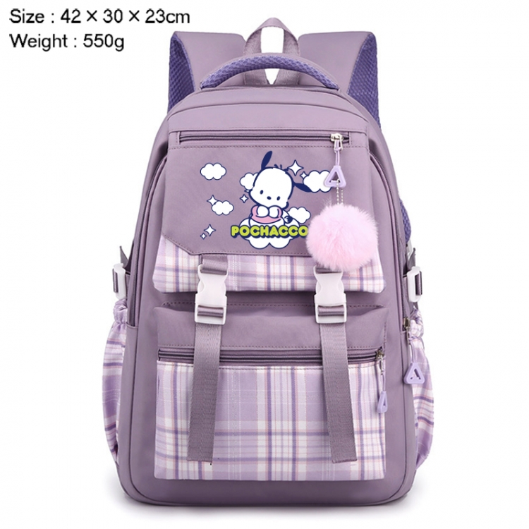 Sanrio Anime Plaid Backpack Four Color Fashion Backpack 42X30X23cm 550g