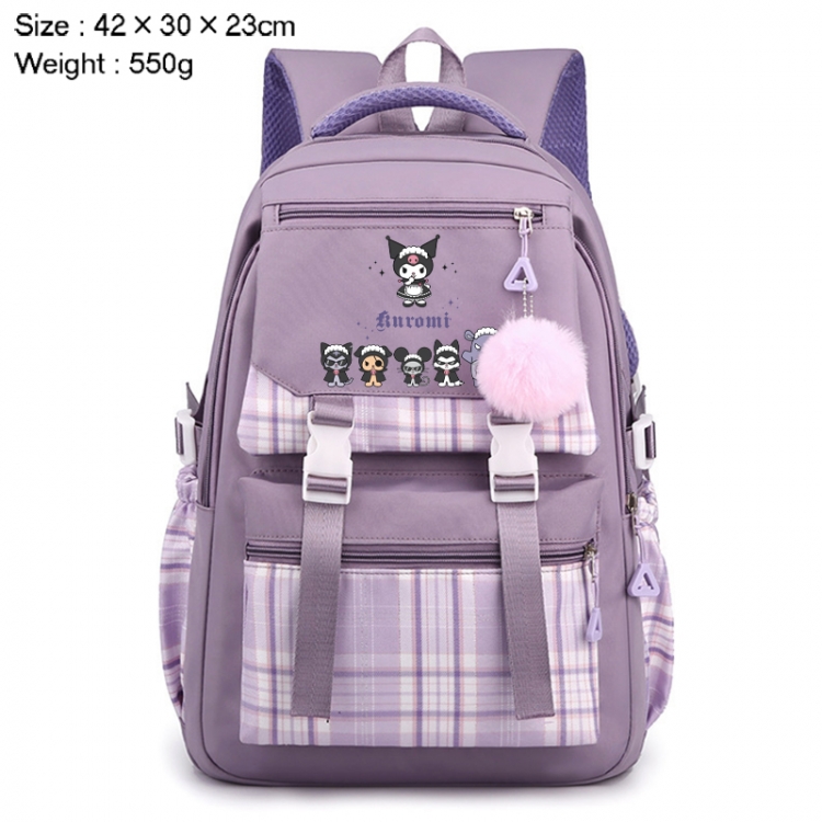 Sanrio Anime Plaid Backpack Four Color Fashion Backpack 42X30X23cm 550g