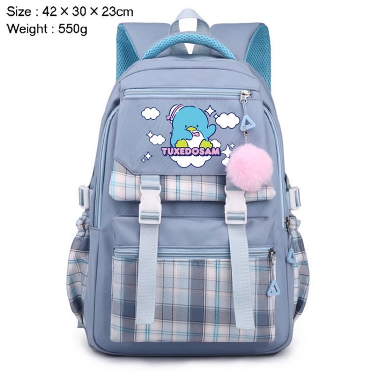 Sanrio Anime Plaid Backpack Four Color Fashion Backpack 42X30X23cm 550g