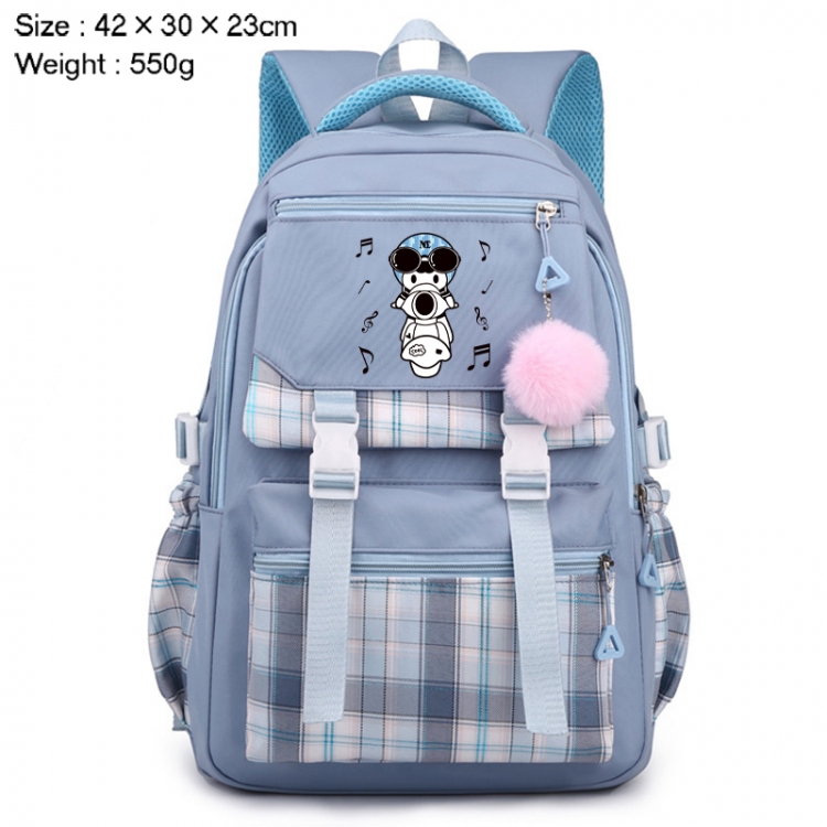 Helmeted Youth Anime Plaid Backpack Four Color Fashion Backpack 42X30X23cm 550g