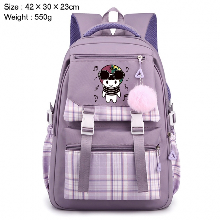 Helmeted Youth Anime Plaid Backpack Four Color Fashion Backpack 42X30X23cm 550g