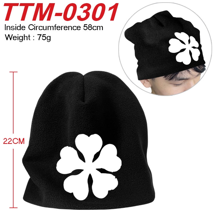 Black Clover Printed plush cotton hat with a hat circumference of 58cm (adult size) TTM-0301