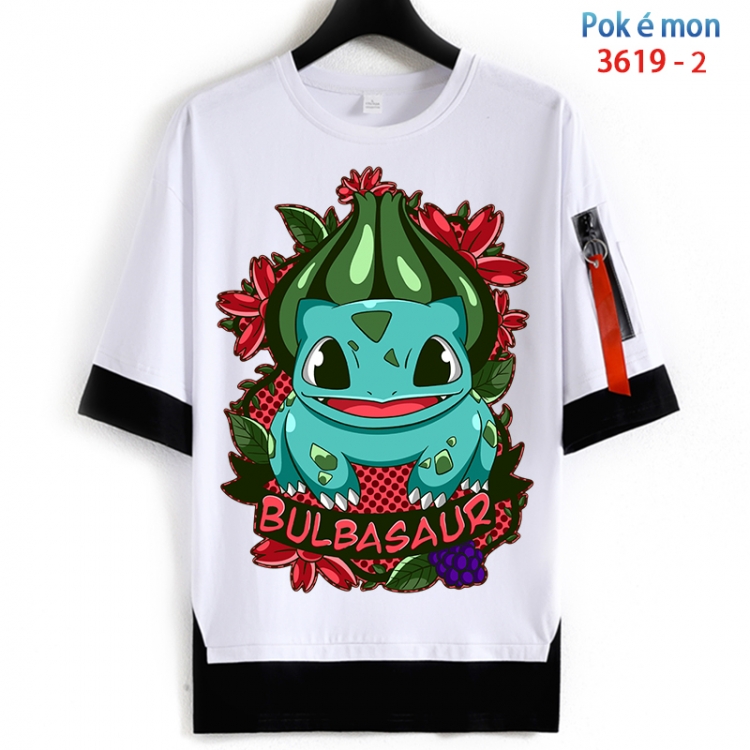 Pokemon Cotton Crew Neck Fake Two-Piece Short Sleeve T-Shirt from S to 4XL HM-3619-2